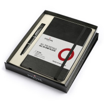 Sheaffer 100 Ballpoint Pen Gift Set - Matte Black Chrome Trim with A5 Notebook